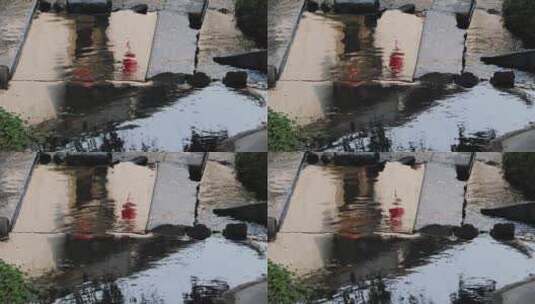 江南古村落古建筑水中倒影空镜高清在线视频素材下载