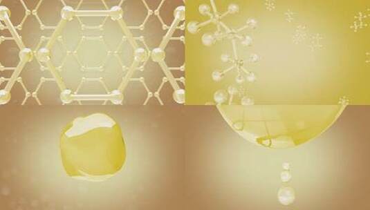 4k黄色水分子水滴聚集动画视频高清在线视频素材下载