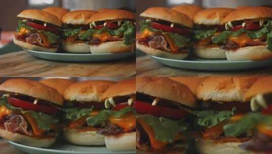 美味汉堡特写高清在线视频素材下载