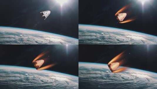 太空舱进入地球和火星大气层4K (3)高清在线视频素材下载