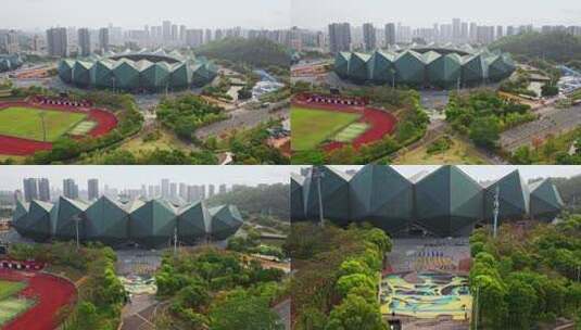 深圳龙岗大运中心体育场前进看到全民健身高清在线视频素材下载