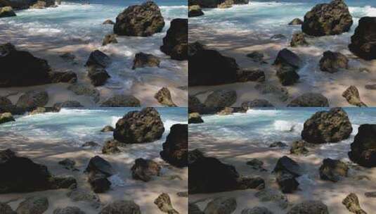 海浪拍打岸边礁石高清在线视频素材下载