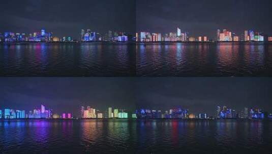 杭州钱江新城市民中心夜景灯光秀高清在线视频素材下载