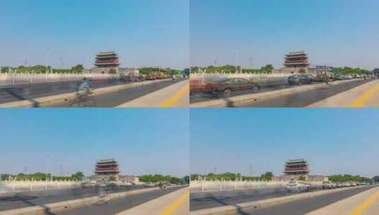 北京永定门车流延时实拍高清在线视频素材下载