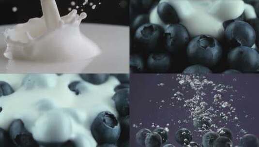 升格牛奶蓝莓美食食品广告高清在线视频素材下载