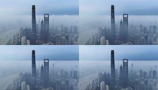 上海阴天 上海云雾 陆家嘴 黄浦江 发展高清在线视频素材下载