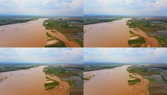 黄河平原-河滩河道湿地治理高清在线视频素材下载