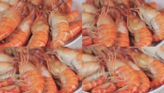 白灼罗氏虾，海鲜，虾高清在线视频素材下载