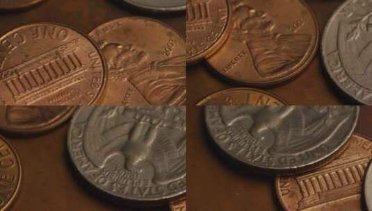 硬币的旋转库存镜头高清在线视频素材下载