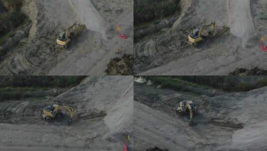  挖掘机挖土的特写高清在线视频素材下载