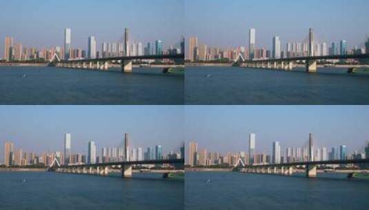 长沙银盆岭大桥湘江高清在线视频素材下载