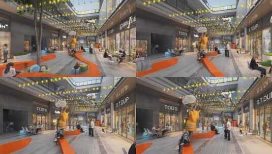高端商业广场人群漫游三维素材高清在线视频素材下载