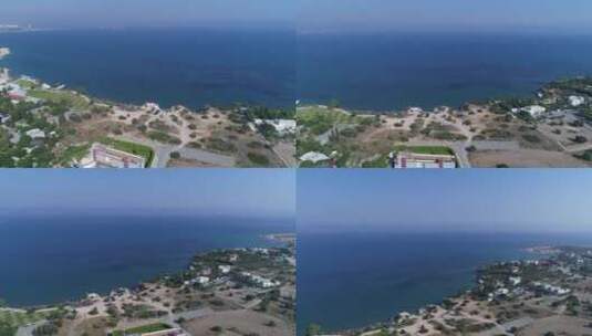 航拍夏日海滨城市海岸线高清在线视频素材下载