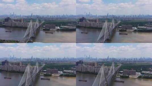 广州番禺大桥蓝天航拍-5高清在线视频素材下载