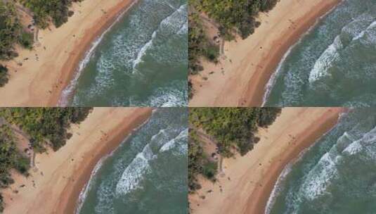 航拍三亚海棠湾海边沙滩浴场高清在线视频素材下载