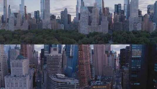航拍纽约时代广场曼哈顿市中心摩天大楼汽车高清在线视频素材下载