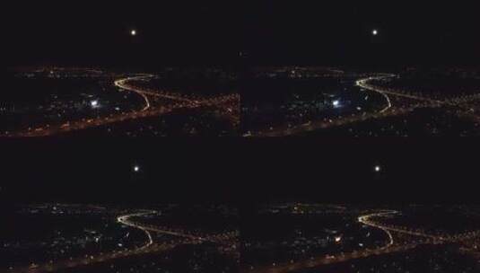 中秋城市上空的月亮航拍高清在线视频素材下载