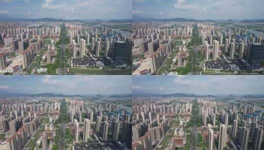 福建漳州城市蓝天白云城市建设高楼航拍高清在线视频素材下载