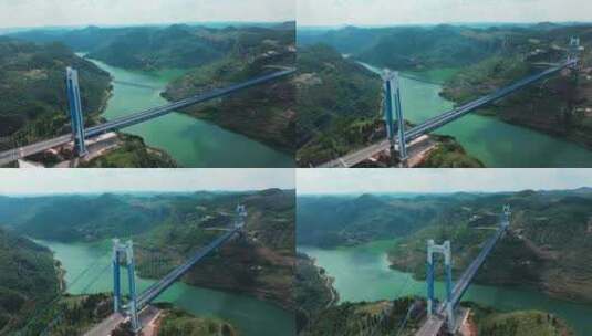 山川河流大桥航拍高清在线视频素材下载