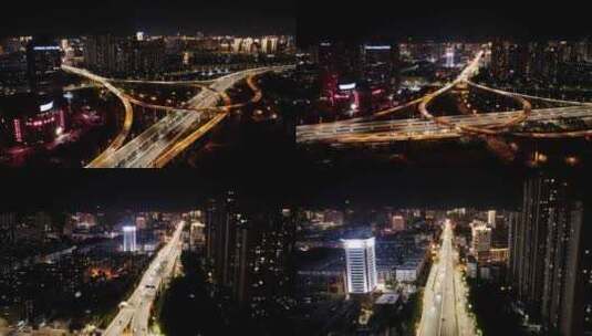 4K-昆明夜景，繁华的昆明城市交通高清在线视频素材下载