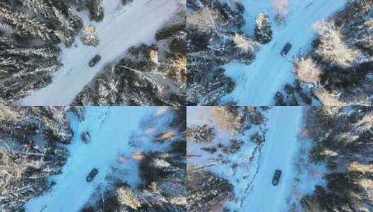 冬天新疆阿勒泰禾木喀纳斯雪景高清在线视频素材下载