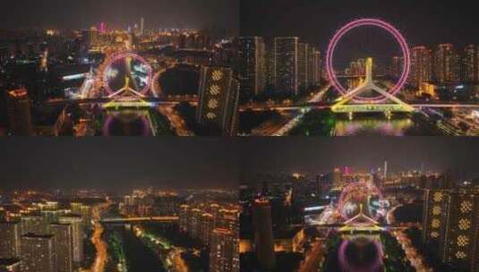 天津夜景航拍高清在线视频素材下载
