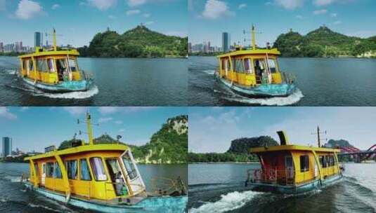 柳州柳江水上公交城市航拍宣传片高清在线视频素材下载