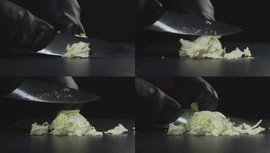 一个男人在用到切大白菜高清在线视频素材下载