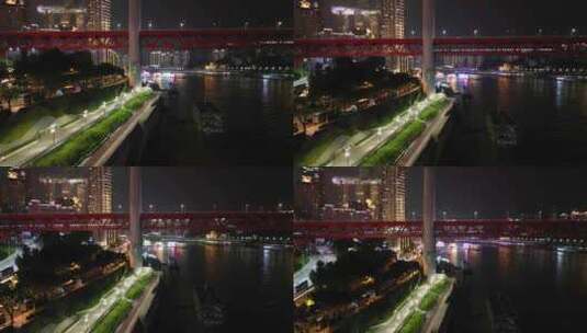 航拍重庆轻轨从重庆大桥中驶过高清在线视频素材下载