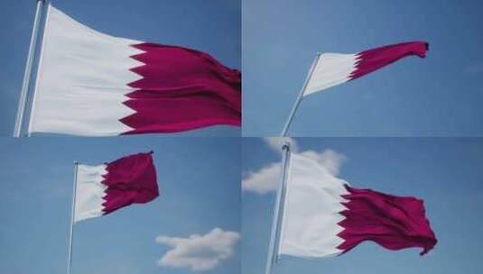 卡塔尔旗帜高清在线视频素材下载