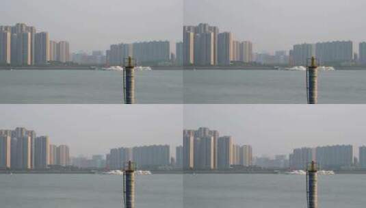 钱塘江里的水位尺高清在线视频素材下载