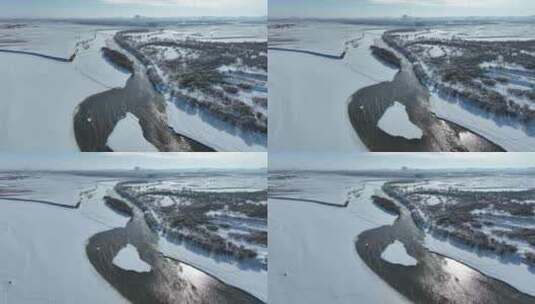 航拍呼伦贝尔冬季的海拉尔河-93高清在线视频素材下载