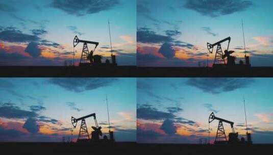 沙漠中油田-剪影高清在线视频素材下载