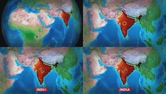 使用网格缩放地球印度地图高清在线视频素材下载