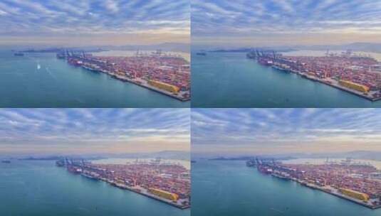 深圳盐田港码头集装箱港口航拍延时摄影高清在线视频素材下载