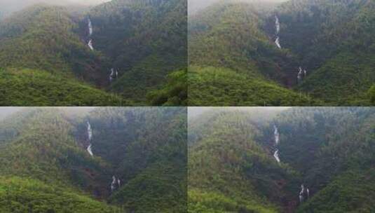 浙江湖州德清王位山惊险潭瀑布竹海高清在线视频素材下载