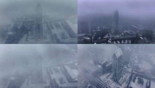 雪中的武汉长报大厦高清在线视频素材下载
