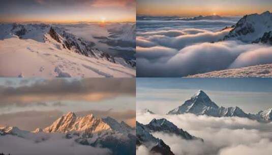 雪山山峰山脉意境风景4高清在线视频素材下载