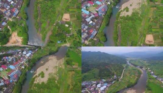 航拍武夷山九曲溪竹筏漂流岩茶茶园丹霞地貌高清在线视频素材下载