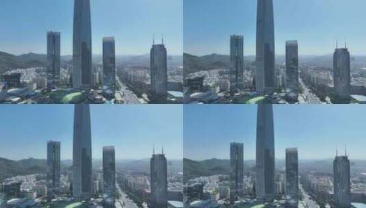东莞民盈国贸中心航拍高楼大厦办公楼写字楼高清在线视频素材下载