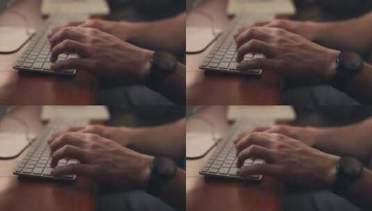 双手、打字和计算机用于在线研究、文章或在高清在线视频素材下载