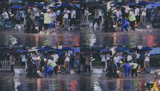 升格城市暴雨内涝下班高峰高清在线视频素材下载