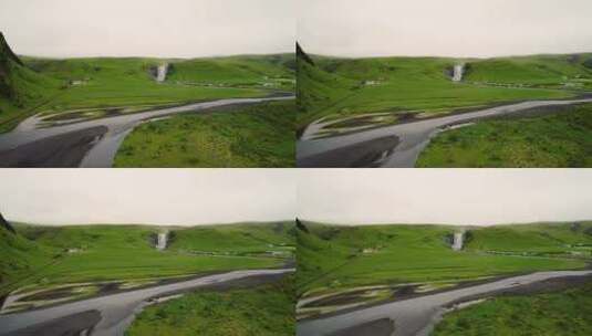 4K无人机，空中电影拍摄冰岛广角绿色景观高清在线视频素材下载