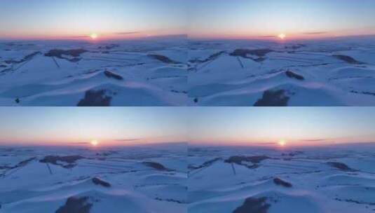 航拍内蒙古冬季雪原暮色高清在线视频素材下载