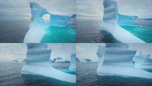 北冰洋大冰山与溶洞浮标高清在线视频素材下载