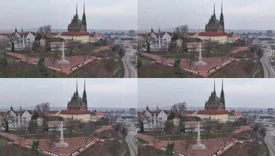 捷克共和国布尔诺市的鸟瞰图高清在线视频素材下载