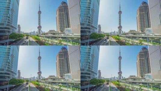 上海陆家嘴金融城现代城市东方明珠延时高清在线视频素材下载