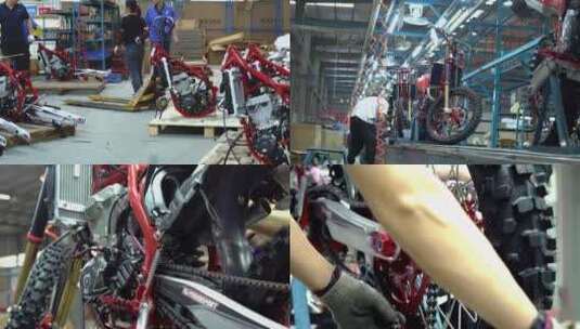 摩托车生产加工制造组装高清在线视频素材下载