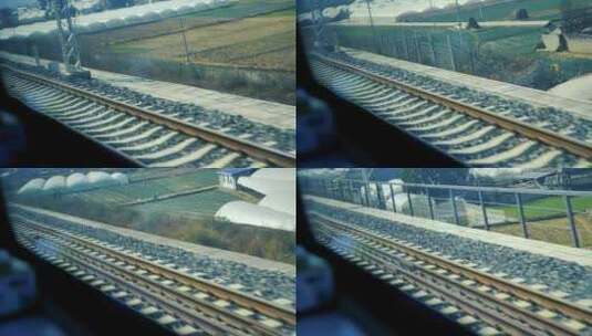 高铁车窗沿途风景高清在线视频素材下载