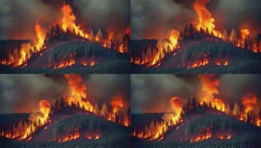 AIGC作品 森林大火山火防治高清在线视频素材下载